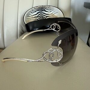 Roberto Cavalli, Elegant Black and Silver Sunglasses